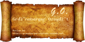 Grünsberger Ozsvát névjegykártya